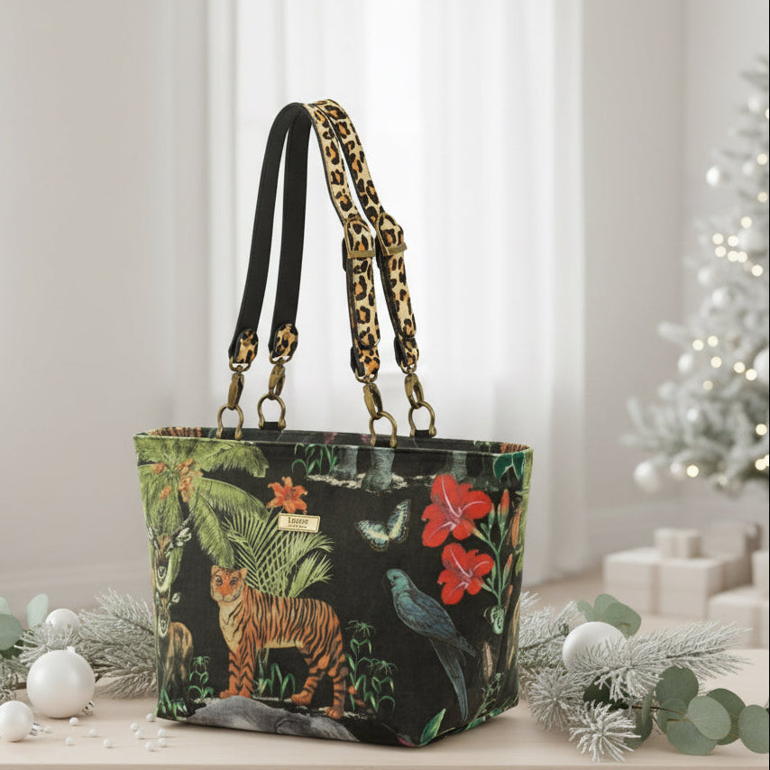 Umpie Handbags velvet tiger shoulder bag - handcrafted British made luxury handbag