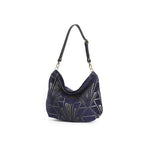 Angled view of Art Deco Velvet Hobo Bag displaying elegant hobo silhouette and Art Deco detailing by Umpie Handbags