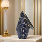 Art Deco Hobo Bag Top Zip Closure Detail - Premium Velvet Construction with Secure Fastening