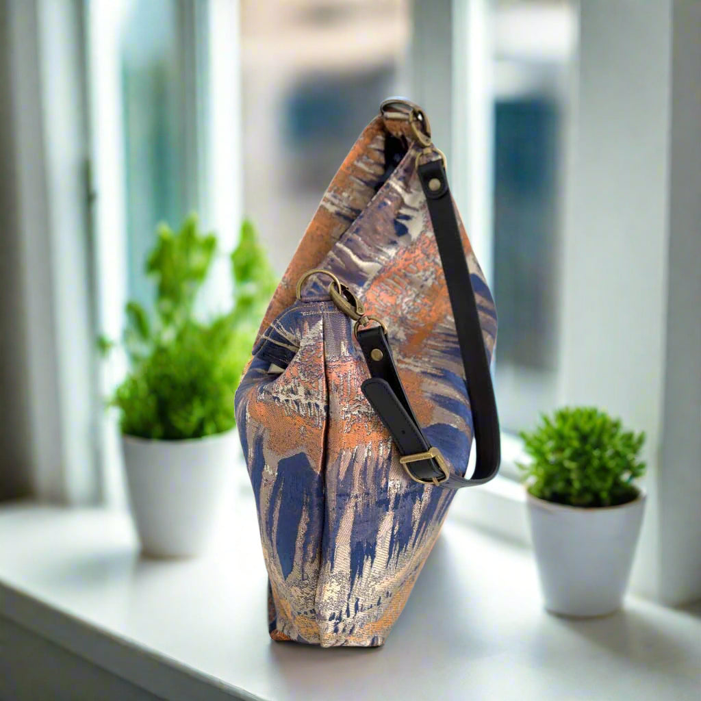The Bronze Metallic Hobo Bag - zip-top view