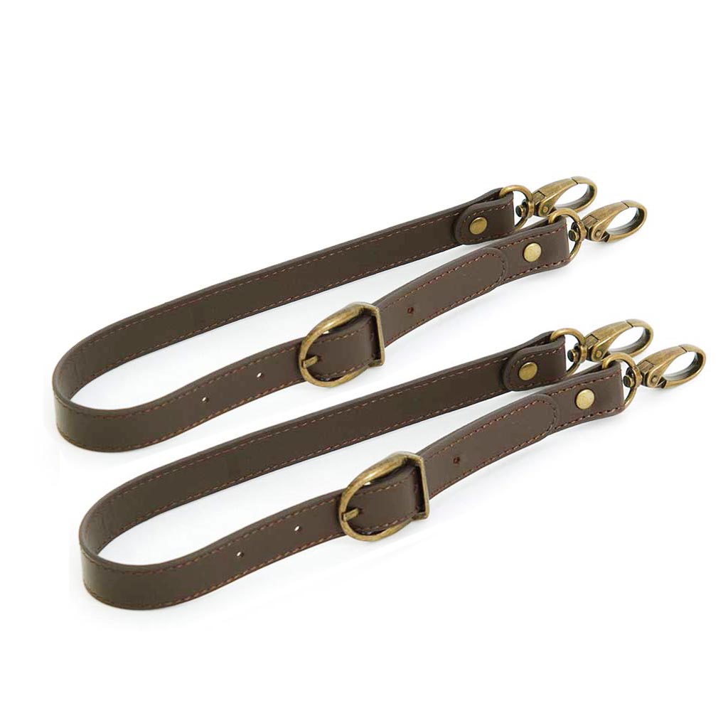 A Pair of Leather Tote Bag Straps - Black