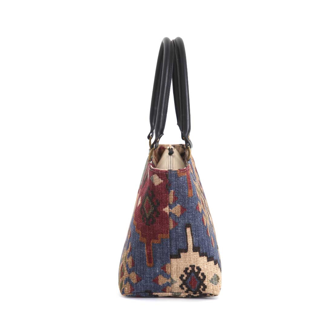 Canvas Handbag with a kilim design by Umpie Handbags - side view