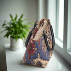 Canvas Handbag with a kilim design by Umpie Handbags - zip-top view