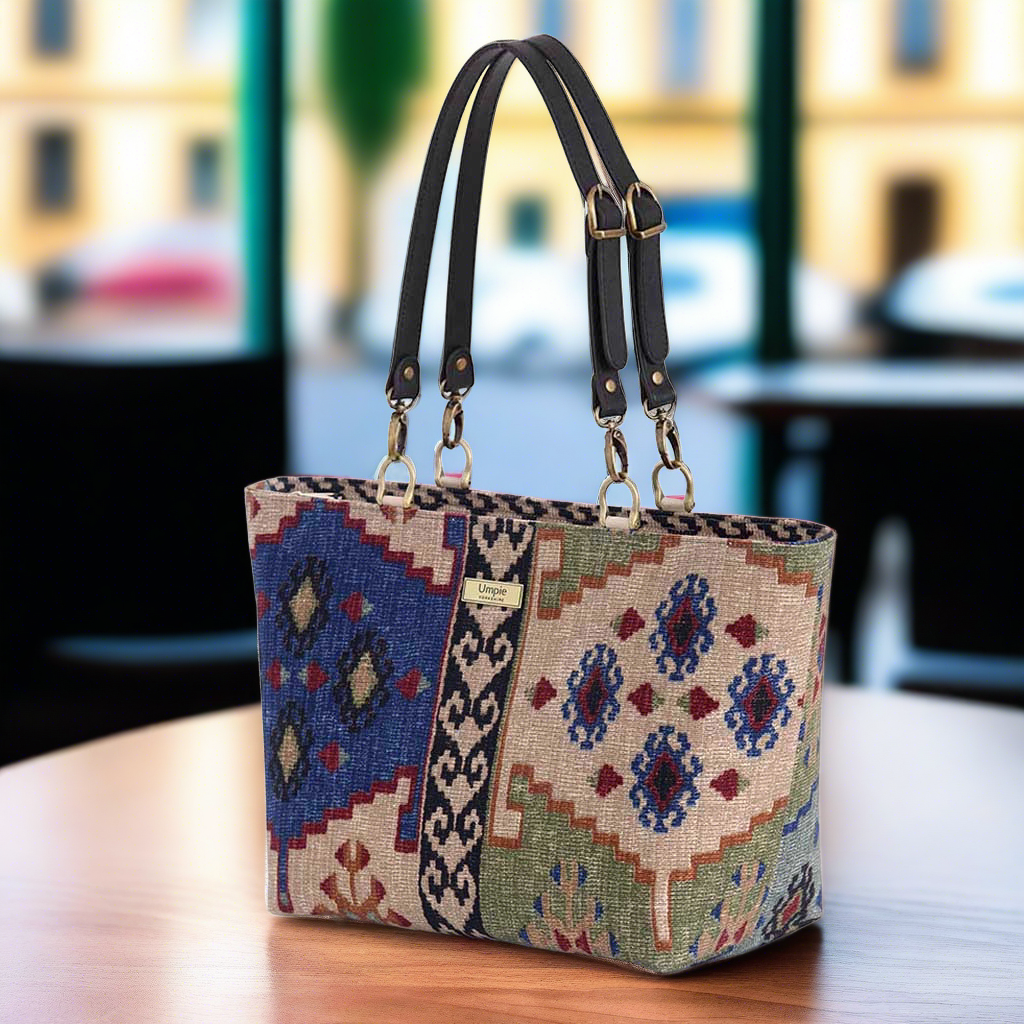 Canvas Shoulder Bag. Kilim Design. British Made Umpie Handbags