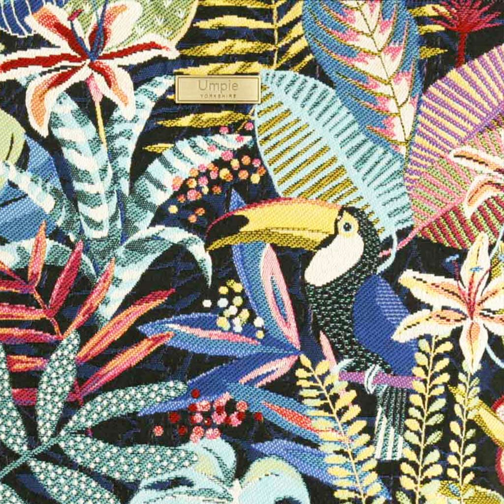 Floral Tote Bag with Leopard print leather straps by Umpie Handbags -fabric view