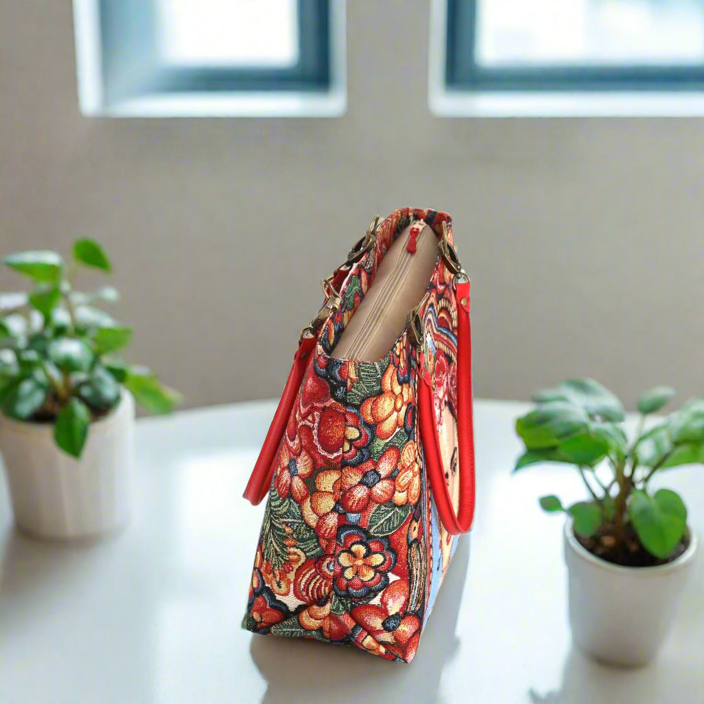 The zip-top view of the Frida Kahlo tote bag