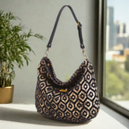 Dazzling Gold Metallic Hobo Bag - luxurious shimmer meets Yorkshire craftsmanship with elegant black leather strap by Umpie Handbags