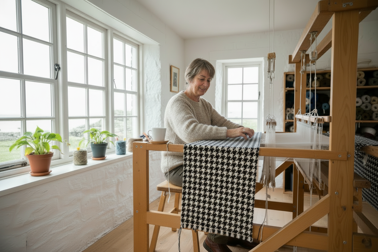 Harris Tweed ultra-fine houndstooth weaver