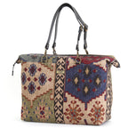Canvas Kilim Weekend Bag showcasing heritage geometric print and spacious design by Umpie Handbags
