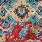 Kilim pattern detail on luxurious velvet fabric - traditional geometric design crafted in Yorkshire by Umpie Handbags