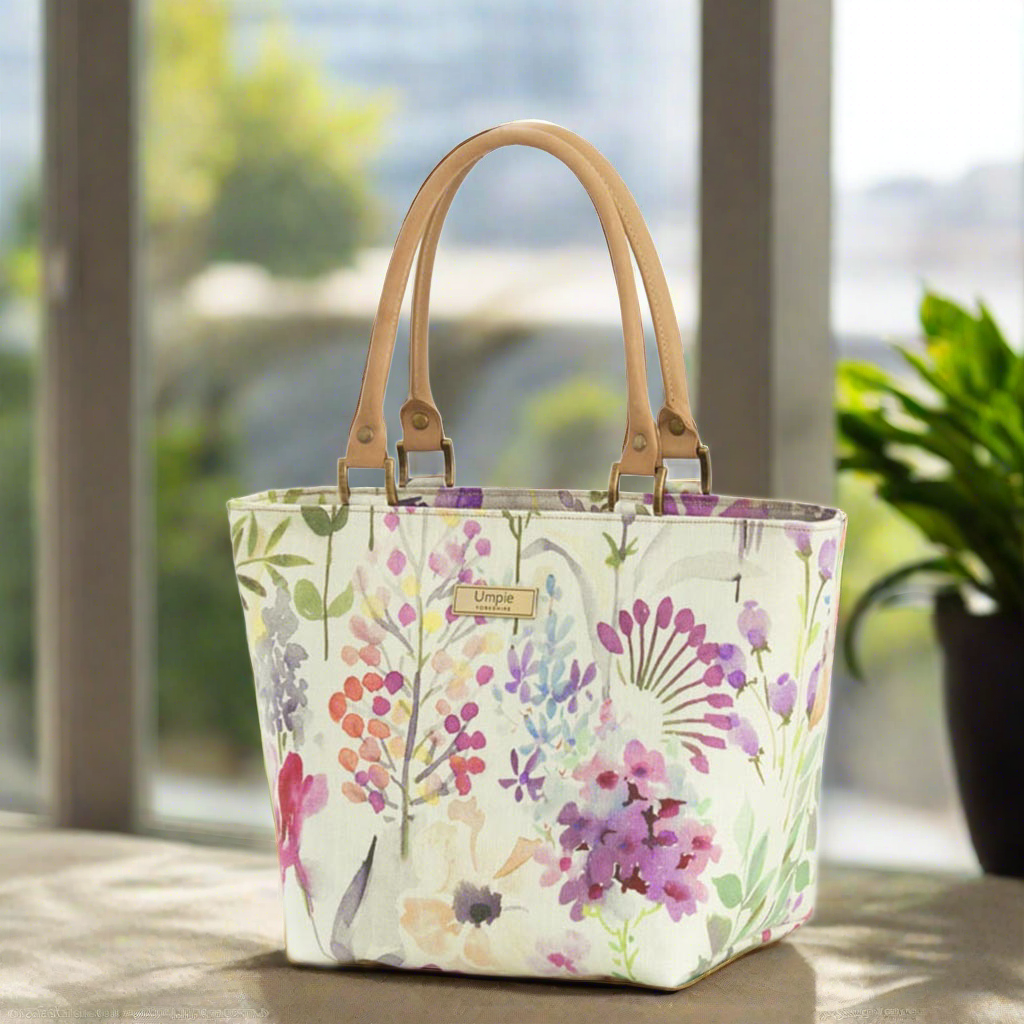 Lilac Floral Handbag. Made in Britain. Umpie Handbags