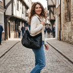 Lizard print hobo bag, one-off slouchy style worn over the shoulder, by Umpie Handbags
