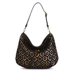 Glamorous Gold Metallic Hobo Bag side profile - show-stopping British-made accessory with supple black leather strap detail  by Umpie Handbags