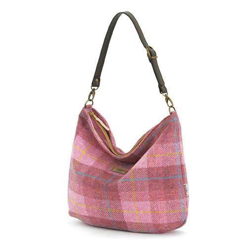 Pink checked Harris tweed hobo bag by Umpie Handbags