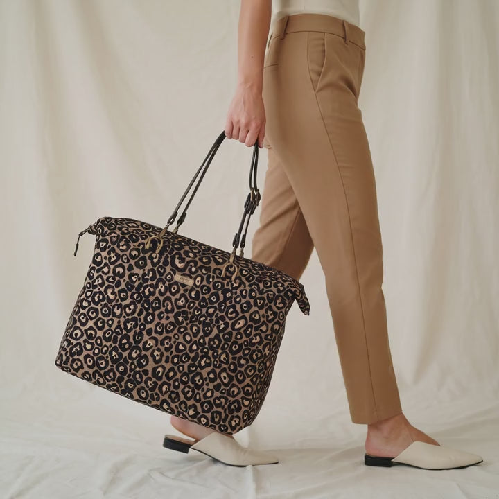 Metallic Leopard Print Weekend Bag