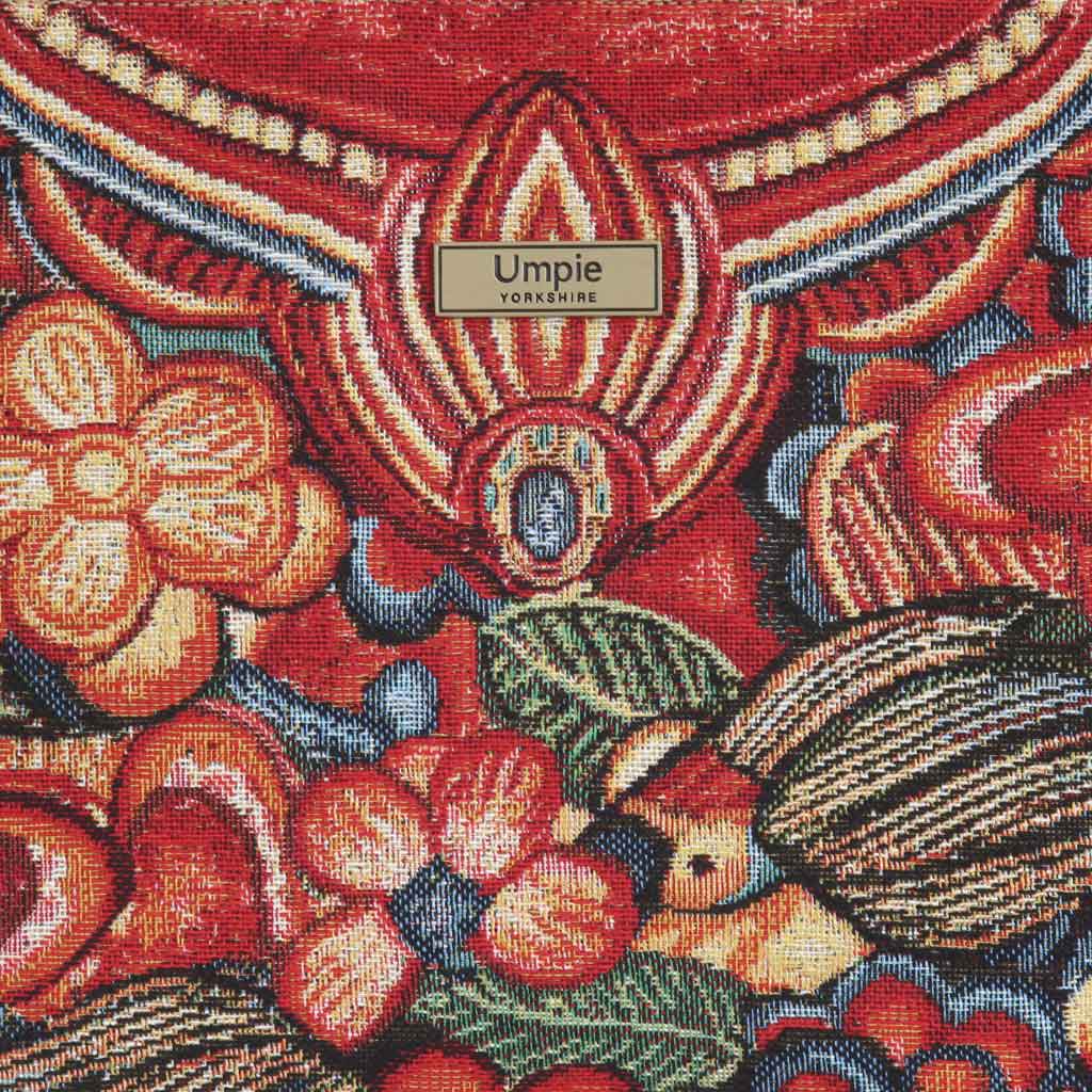 The Red Floral Crossbody Bag fabric close -up
