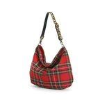 Red Tartan Hobo Bag, Leopard Strap