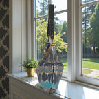 Side profile of Teal Metallic Hobo Bag displaying relaxed hobo silhouette and adjustable black leather strap by Umpie Handbags