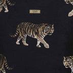 Close-up of tiger print tapestry showing intricate weave and bold artistic detail by Umpie Handbags