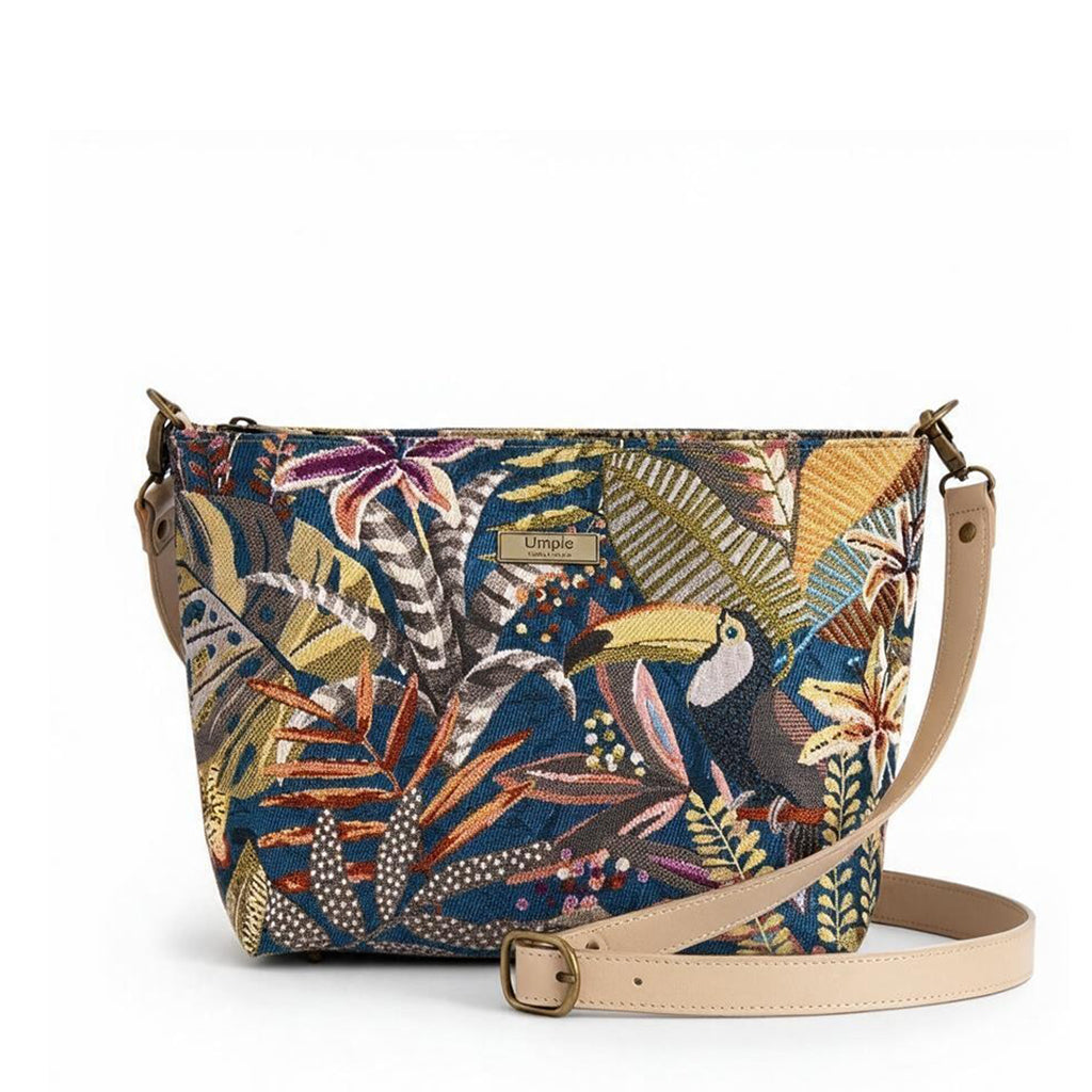 Toucan Tapestry Crossbody Bag, Choice of Leather Strap