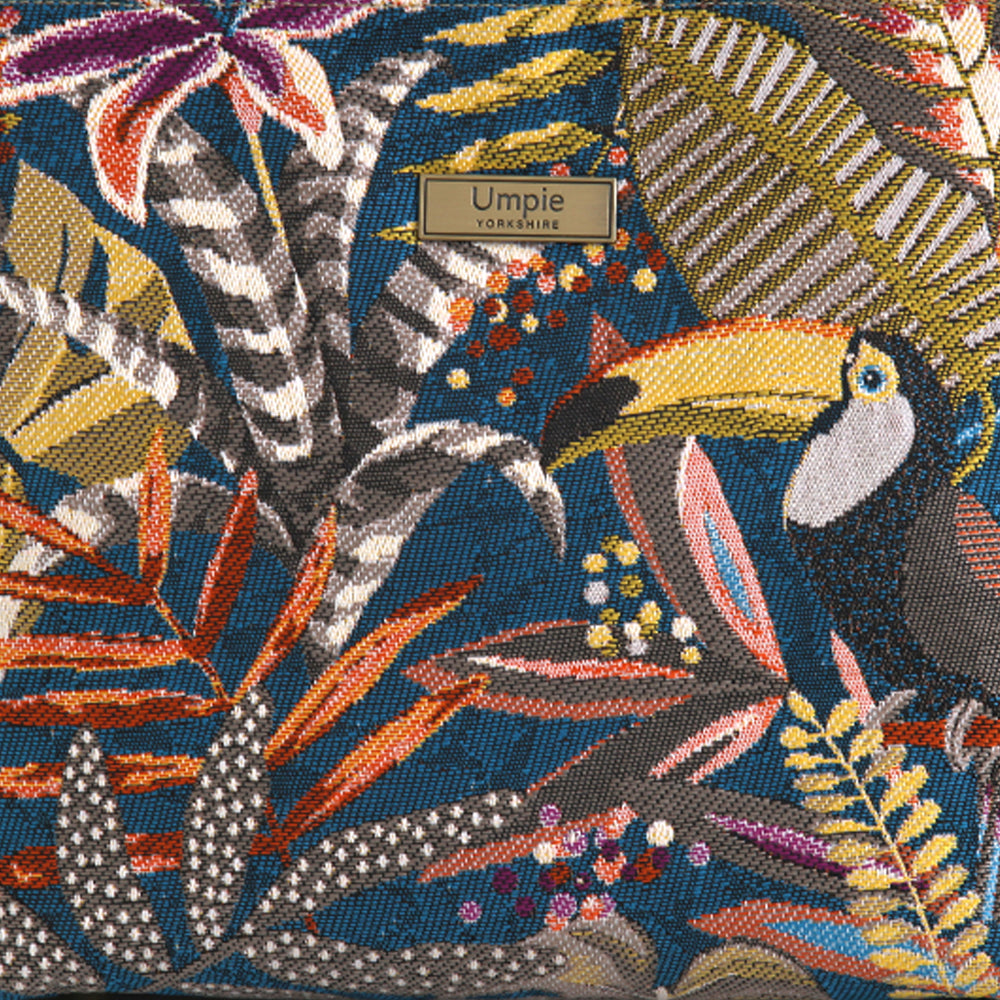 The Toucan Tapestry Crossbody Bag fabric close up image, by Umpie Handbags