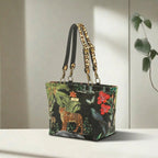 Front view of Velvet Tiger Shoulder Bag featuring sumptuous velvet with striking tiger stripes by Umpie Handbags