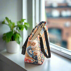 Velvet Kilim Shoulder Bag zip closure detail - secure top opening with premium hardware and leather trim by Umpie Handbags