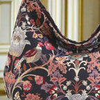 William Morris Hobo Bag - close-up detail of luxurious brocade fabric featuring Arts and Crafts-inspired floral motifs by Umpie Handbags
