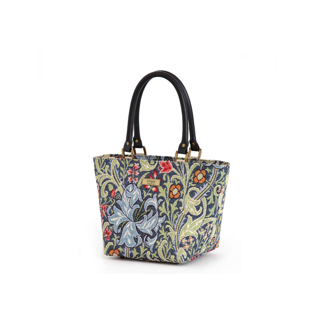 William Morris Handbag showing exquisite Golden Lily tapestry design by Umpie Handbags