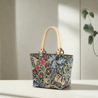 William Morris Handbag showing exquisite Golden Lily tapestry design by Umpie Handbags