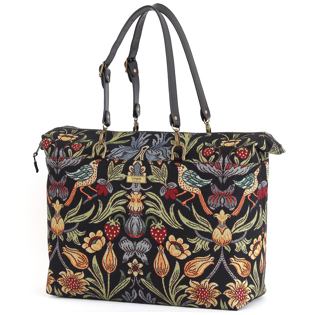 William Morris Weekend Bag displaying rich tapestry pattern and elegant travel design by Umpie Handbags