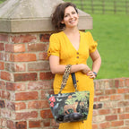 Tiger Shoulder Bag in black velvet with leopard print leather straps, by Umpie Handbags