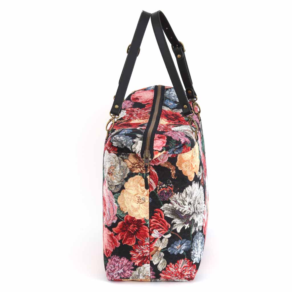 Floral Tapestry Weekend Bag by Umpie Handbags- side viiew