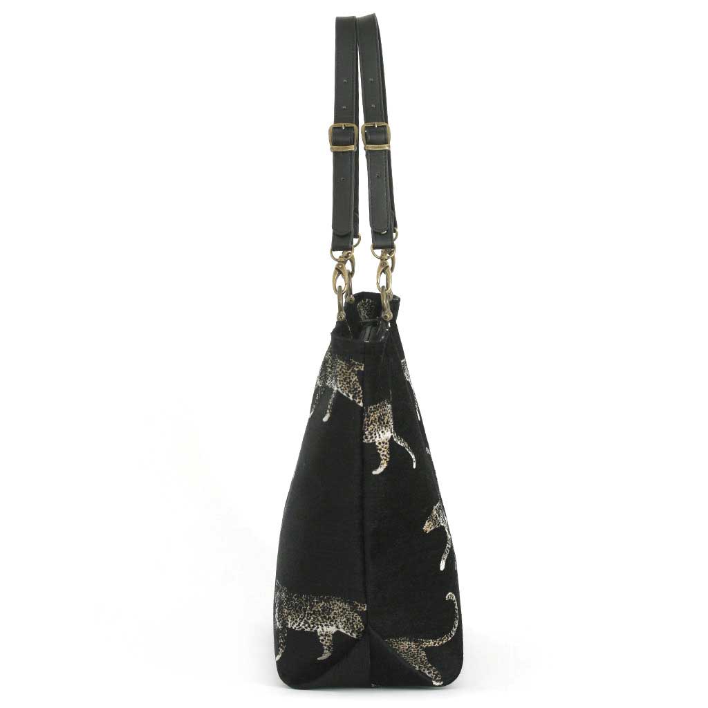 Leopard Print Tote Bag Black/Gold, by Umpie Handbags - side view