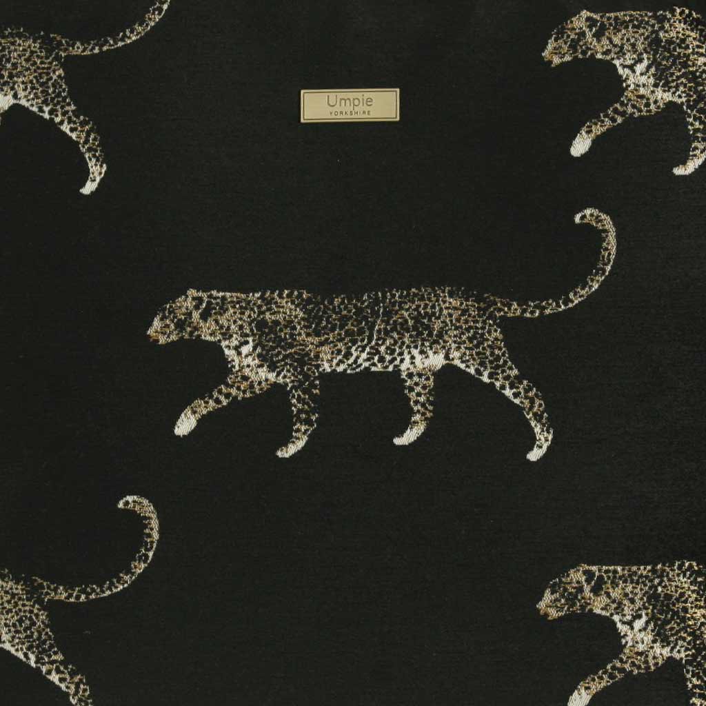 Leopard Print Tote Bag Black/Gold, by Umpie Handbags - fabric view