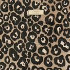 Leopard Print Weekend Bag with black leather handles by Umpie Handbags - fabric view