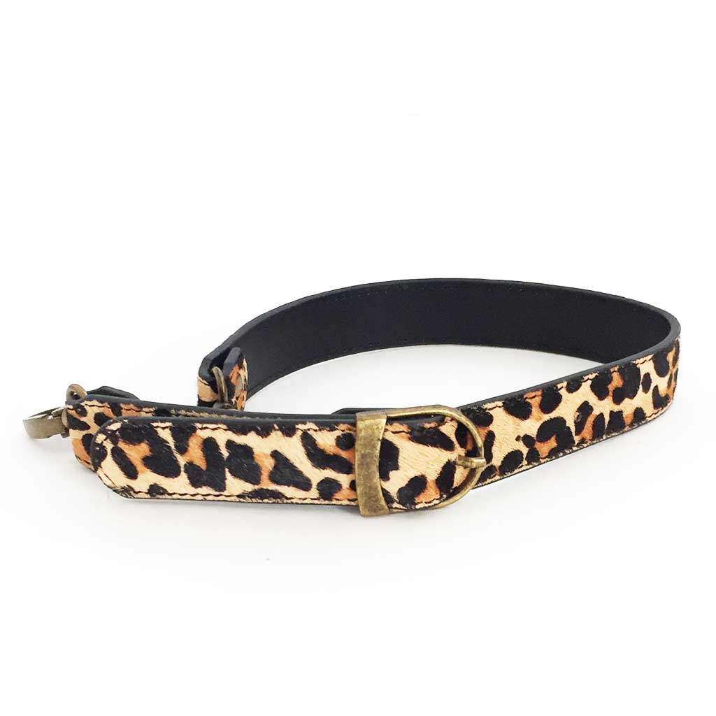 Leopard Print Leather Bag Straps - Short Length