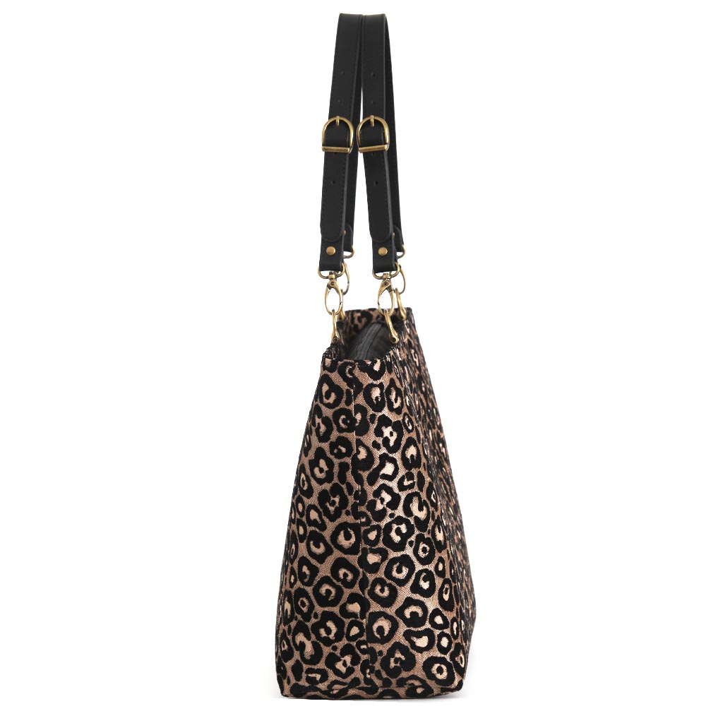 Leopard Print Shoulder Bag, Bronze by Umpie Handbags - side view