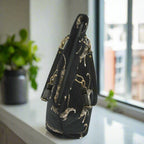 Leopard Print Tote Bag Black/Gold, by Umpie Handbags - zip-top view