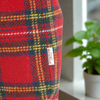 Exquisite Royal Stewart Harris Tweed close-up - authentic Scottish tartan weave worn by British royalty for generations