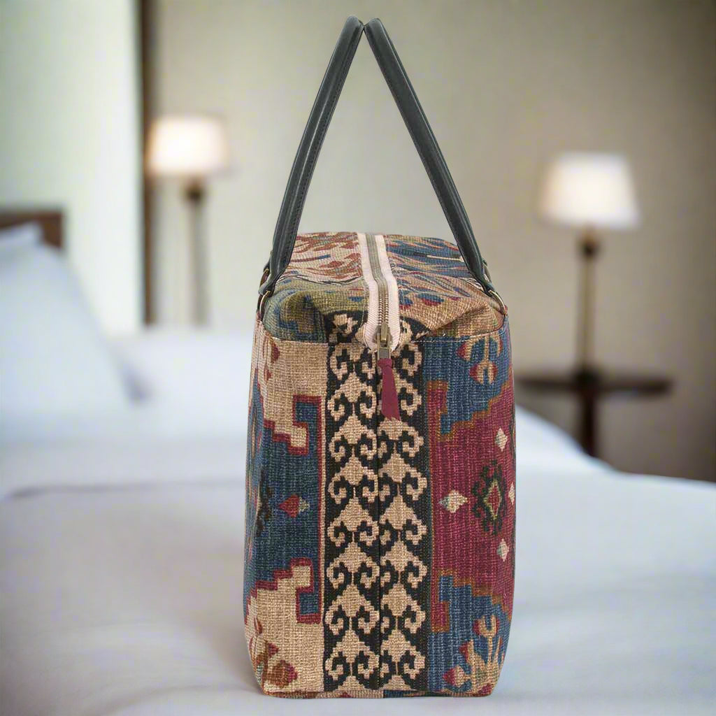 Umpie Canvas Weekend Bag Kilim Design Leather Handles – Umpie