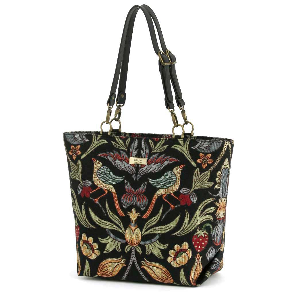 William Morris Tote Bag with black leather straps by Umpie Handbags
