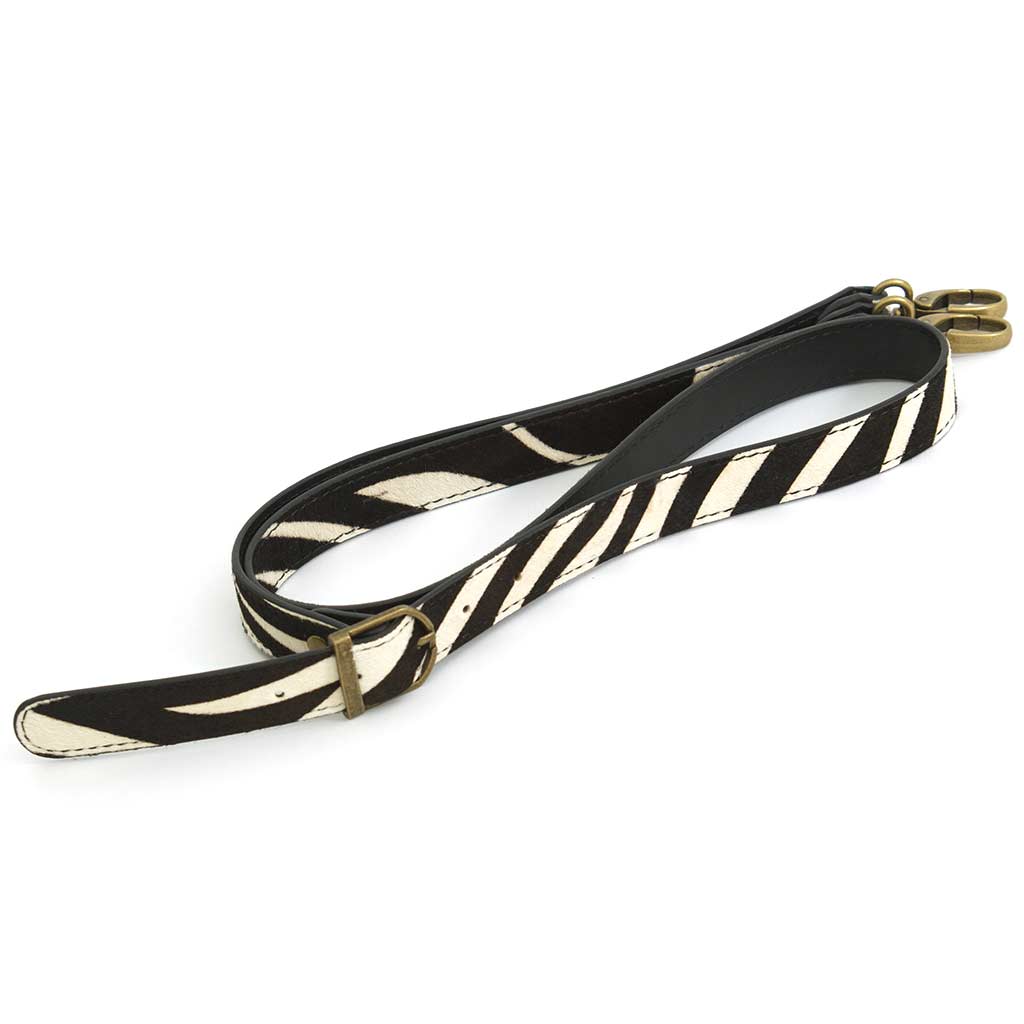 Zebra Print Leather Bag Straps - long length