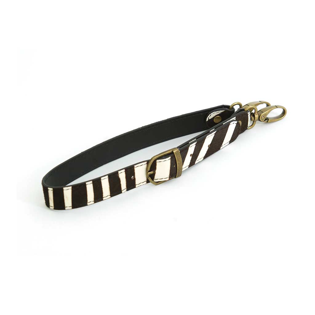 Zebra Print Leather Bag Straps - short